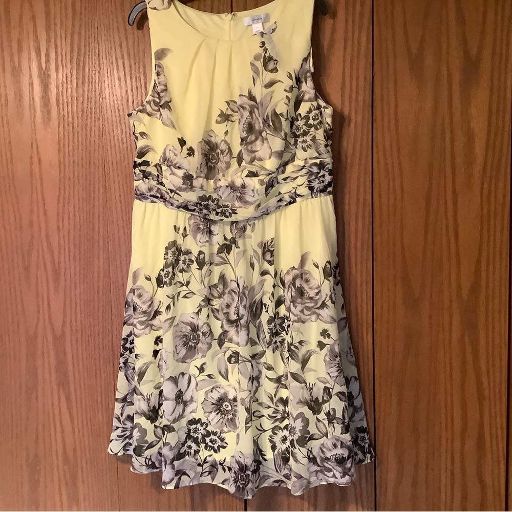CJ Banks Yellow Floral Fit-and-Flare Dress